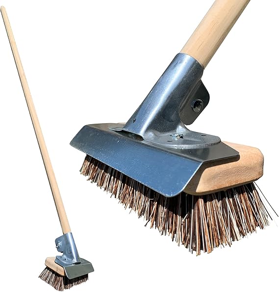 Heavy Duty Deck Brush with Long Handle, 21cm Stiff Bristle Deck