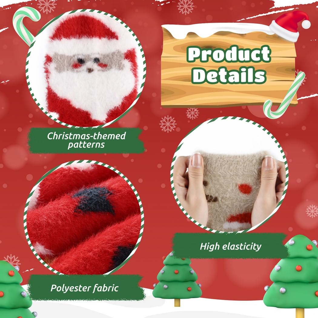 Warme Fleece-Weihnachtssocken, dick, gemütlich und bunt, ideal als Urlaubsgeschenk, 8 Stück