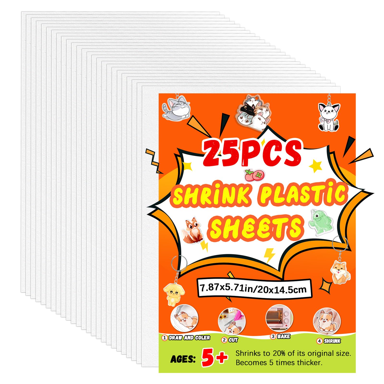 Auihiay 50 Fogli Plastica Termoretraibile Per Bambini - Formato A5 14,5x20 Cm, Artigianato Fai Da Te Con Portachiavi E Gioielli