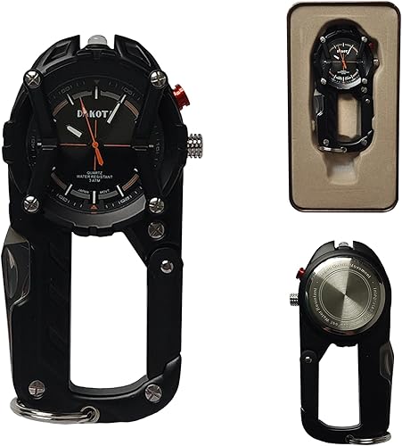 Miniatura 3 de Dakota Multitool Clip Watch for Men  100ft Water Resistant Clip-On Watch with LED Light, Bottle Opener, Screwdriver & Carabiner  Stainless Steel