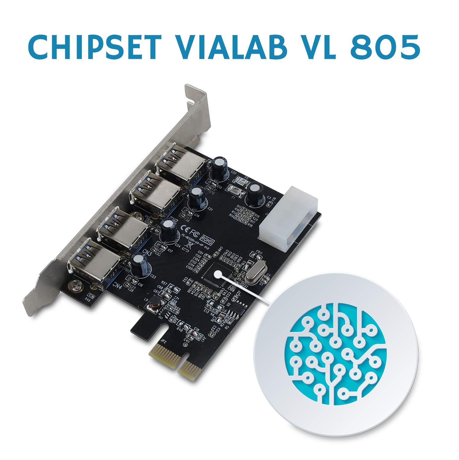 Carte PCI Express USB 3.0 4 Ports - Ajoute Des Ports USB Rapides à Ton PC - Neuf