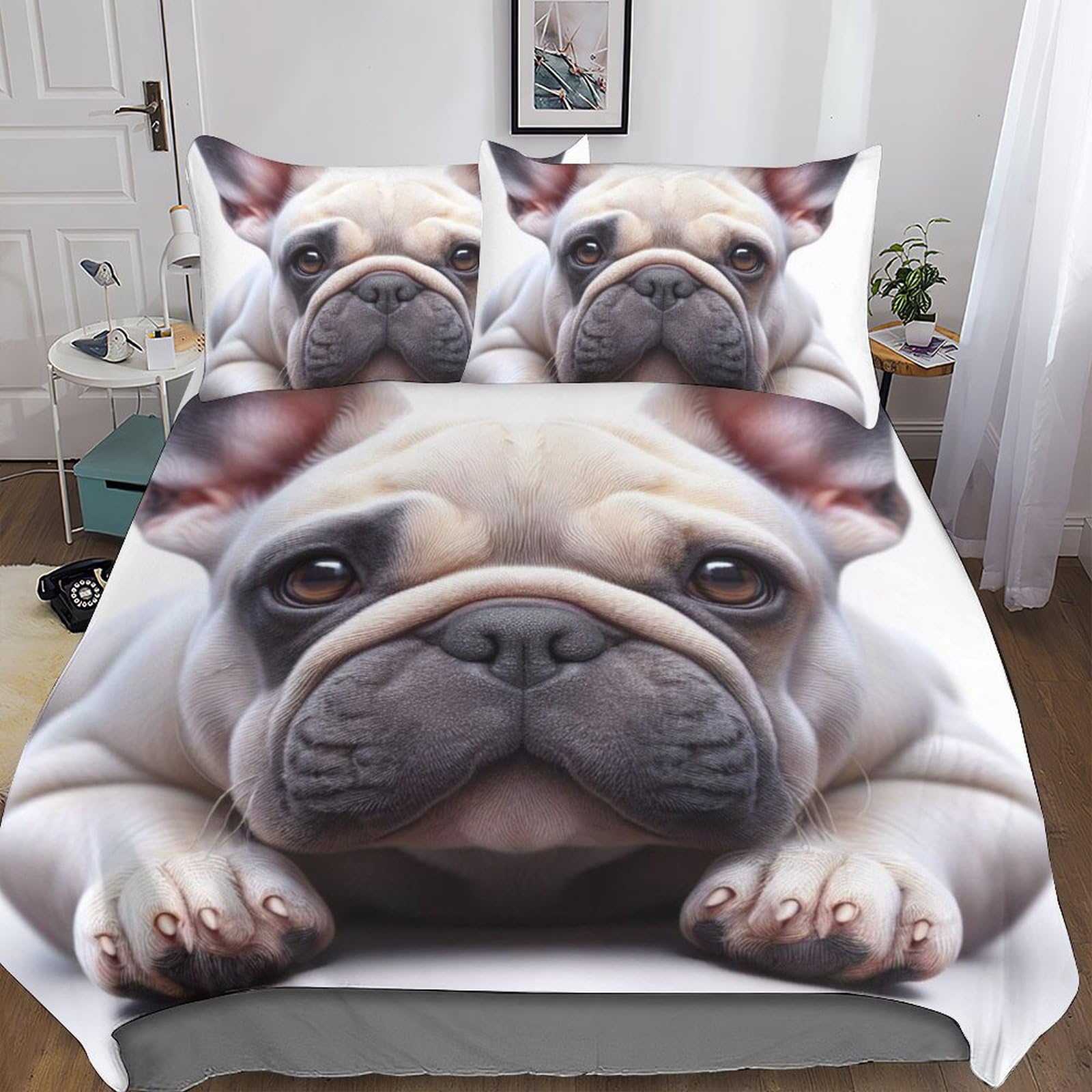 Décoration de chambre animaux avec la parure de lit French Bulldog 3D