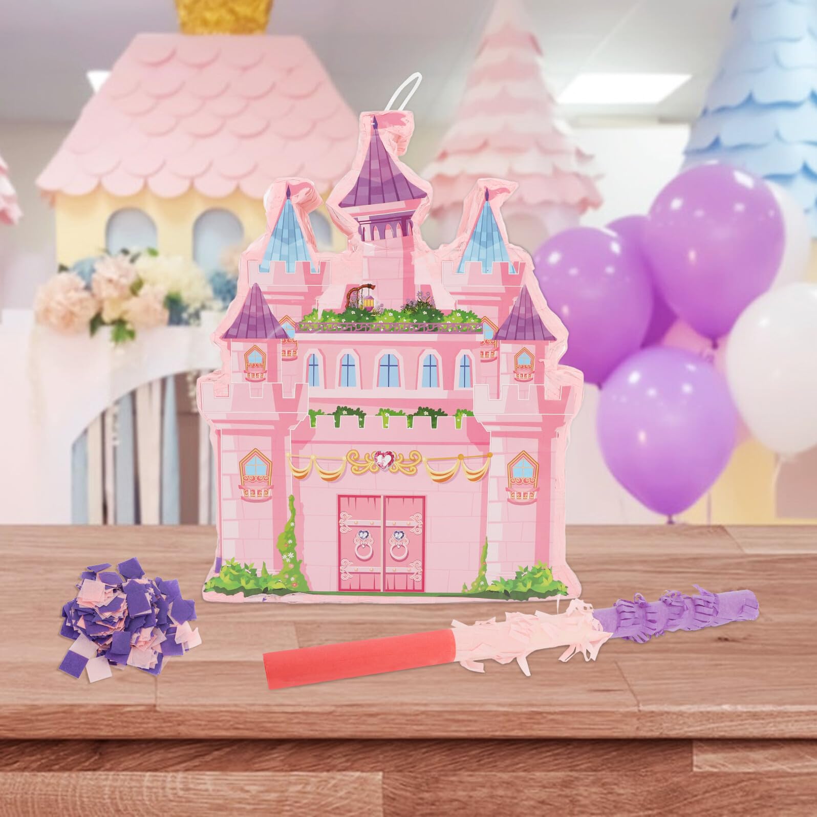 Piñata Château Princesse 1 Set en Papier, Décoration Fête Anniversaire