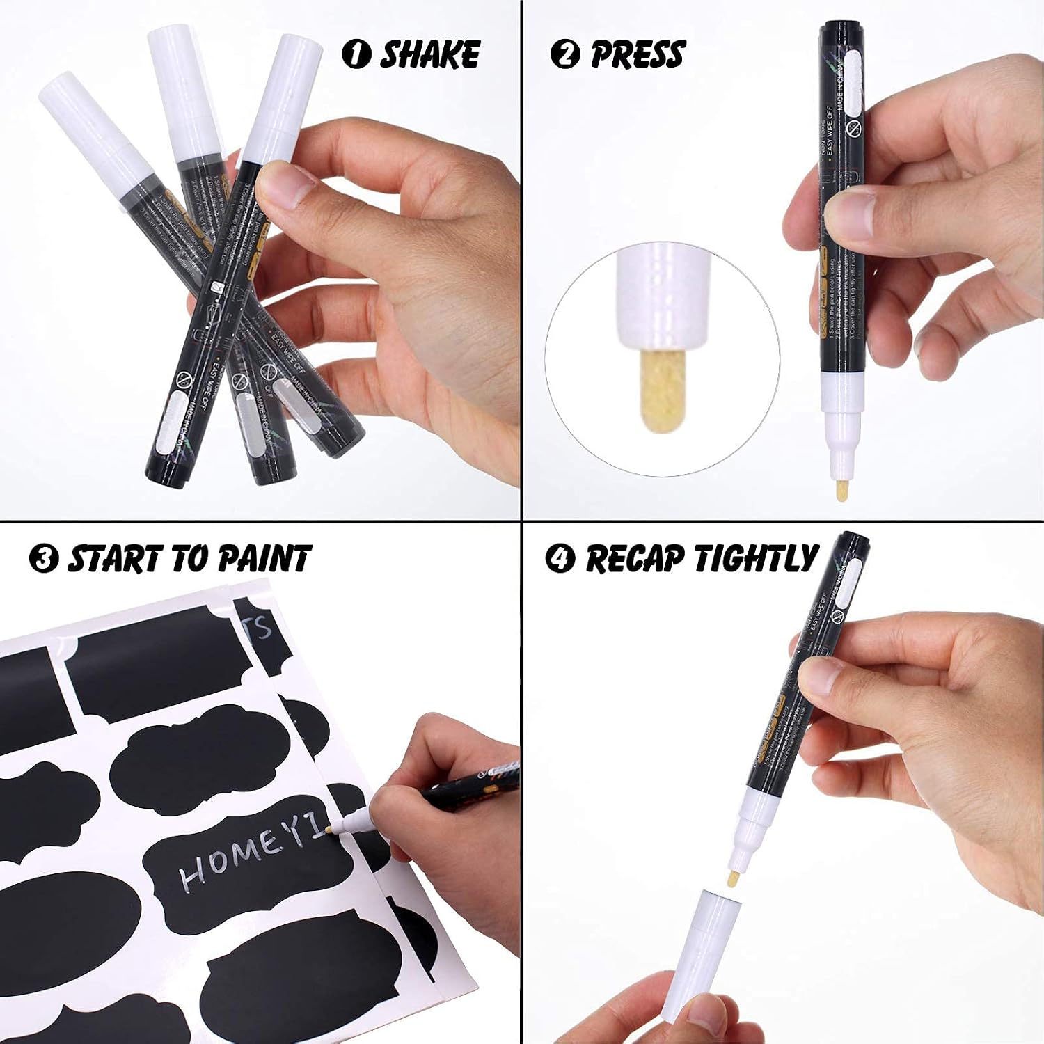 Chalkboard Labels for Jars -98 Label Stickers Chalk Labels for Jars and Storage Bins with 2 Free Liquid Chalk Marker-Pantry Labels- Mason Jar Bottle Labels,Removeable Black Chalkboard Stickers