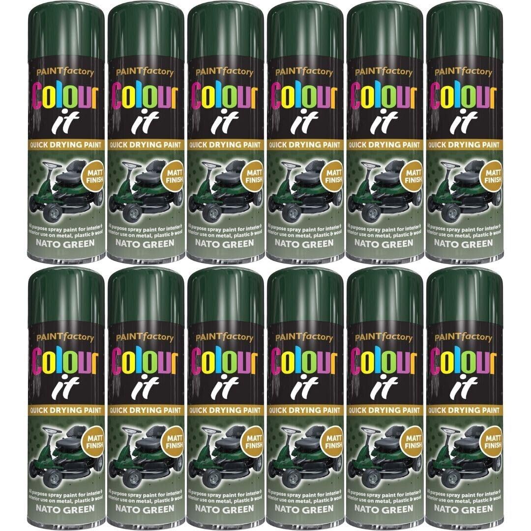 Colour It Nato Green Matt Paint, 250ml, Pack of 12.