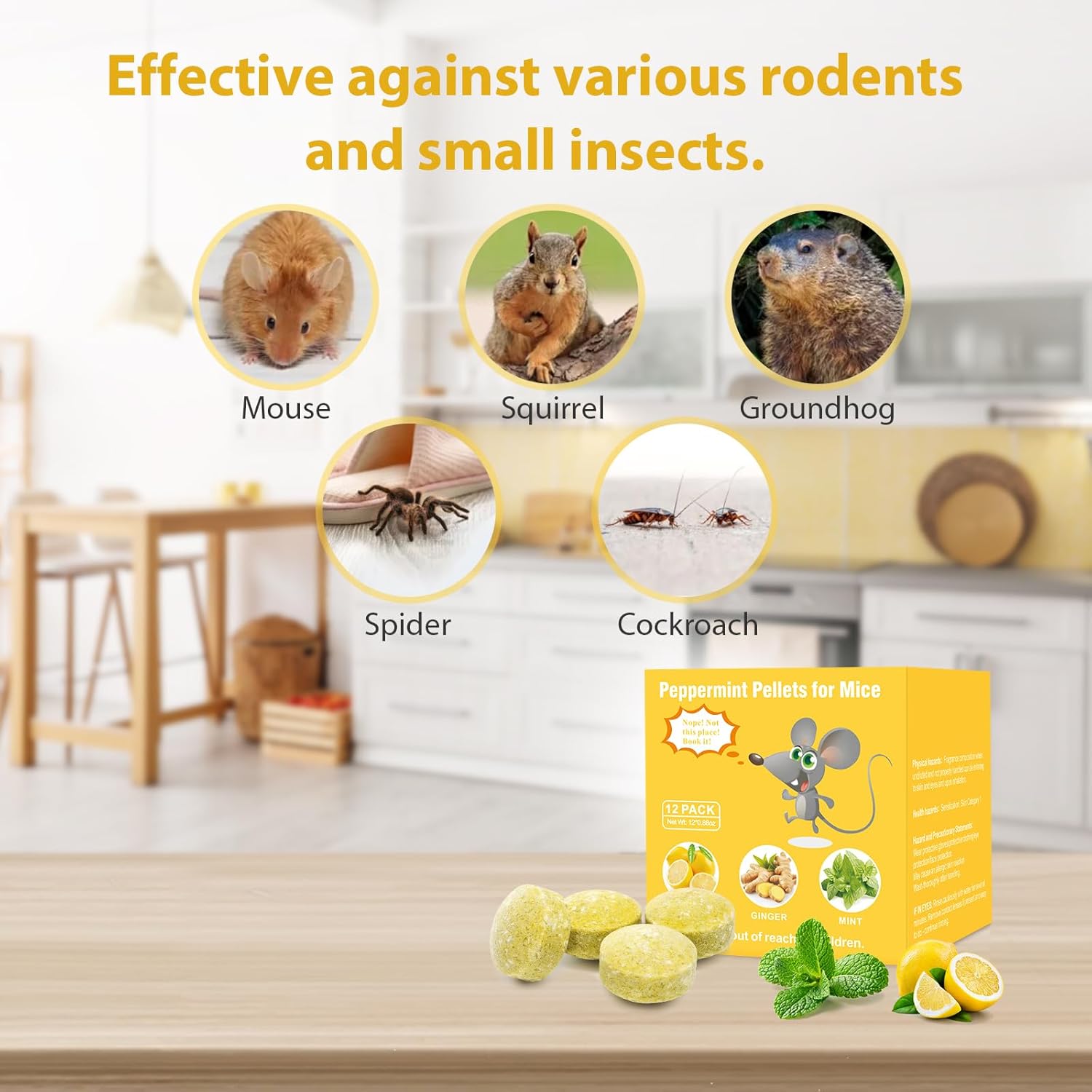 Multi-Pest Repellent 12 Pack, Peppermint Oil Mice Squirrel Spider Deterrent for House Car Garden, Natural Rodent Repellent Balls Indoor Outdoor Safe Pets Kids, Long-Lasting(with 12 Mesh Bags) - Image 4