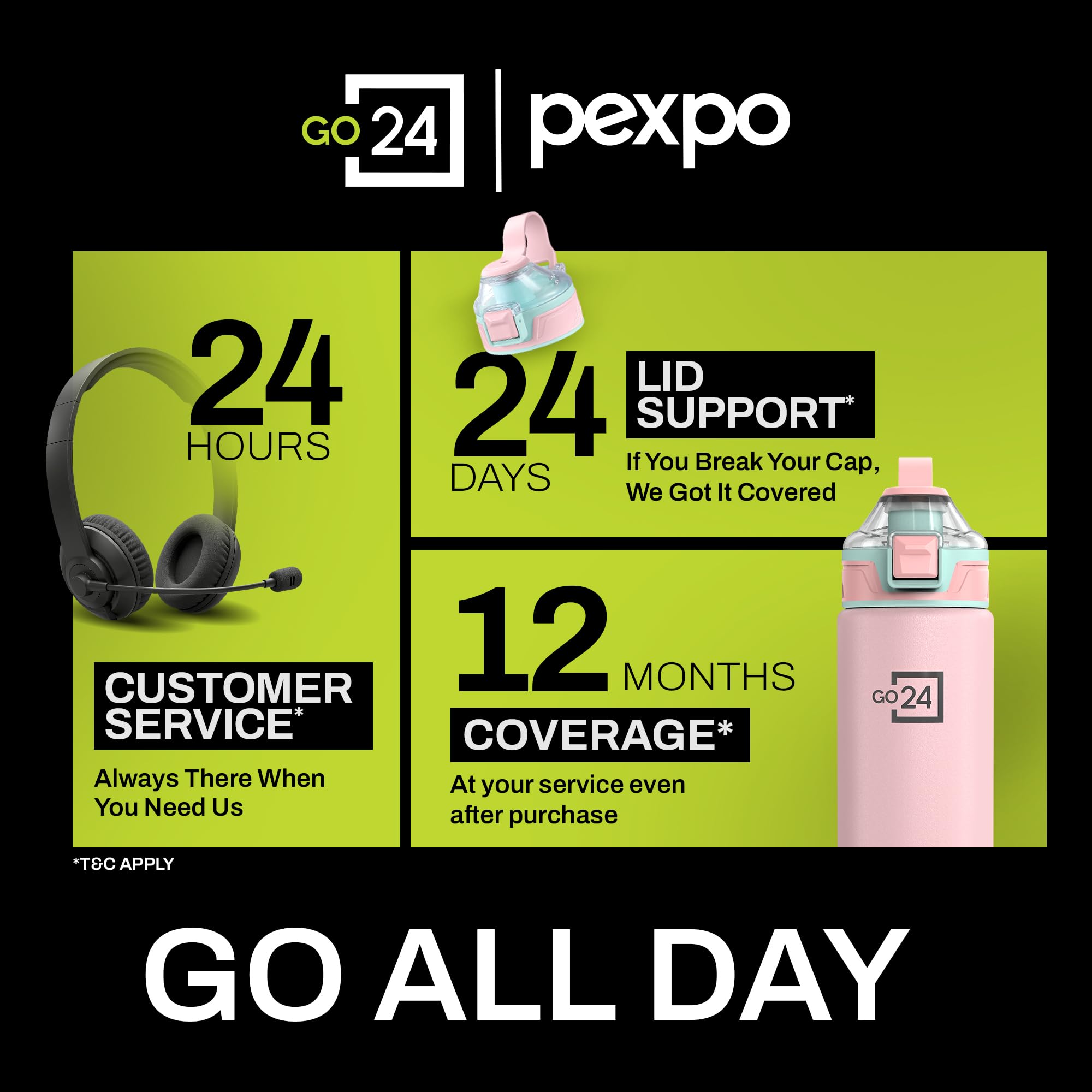 Go24 pexpo Stainless Steel Water Bottle with Sipper Cap - 800ml — Amazon image 3