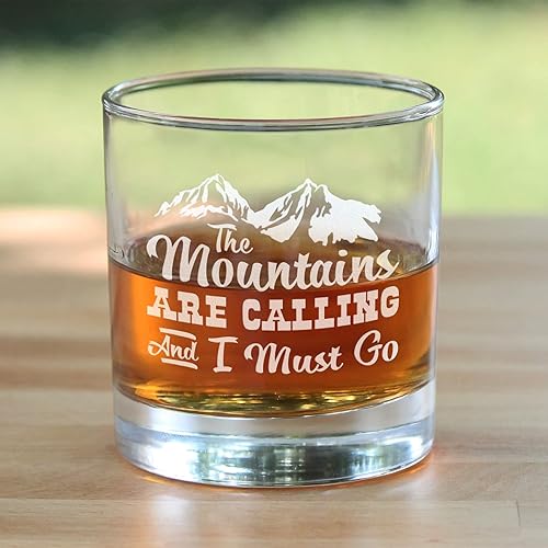 Miniatura 2 de Mountains are Calling - Funny Whiskey Rocks Glass Gifts for Outdoorsy Men & Women - Fun Whisky Drinking Tumbler Décor