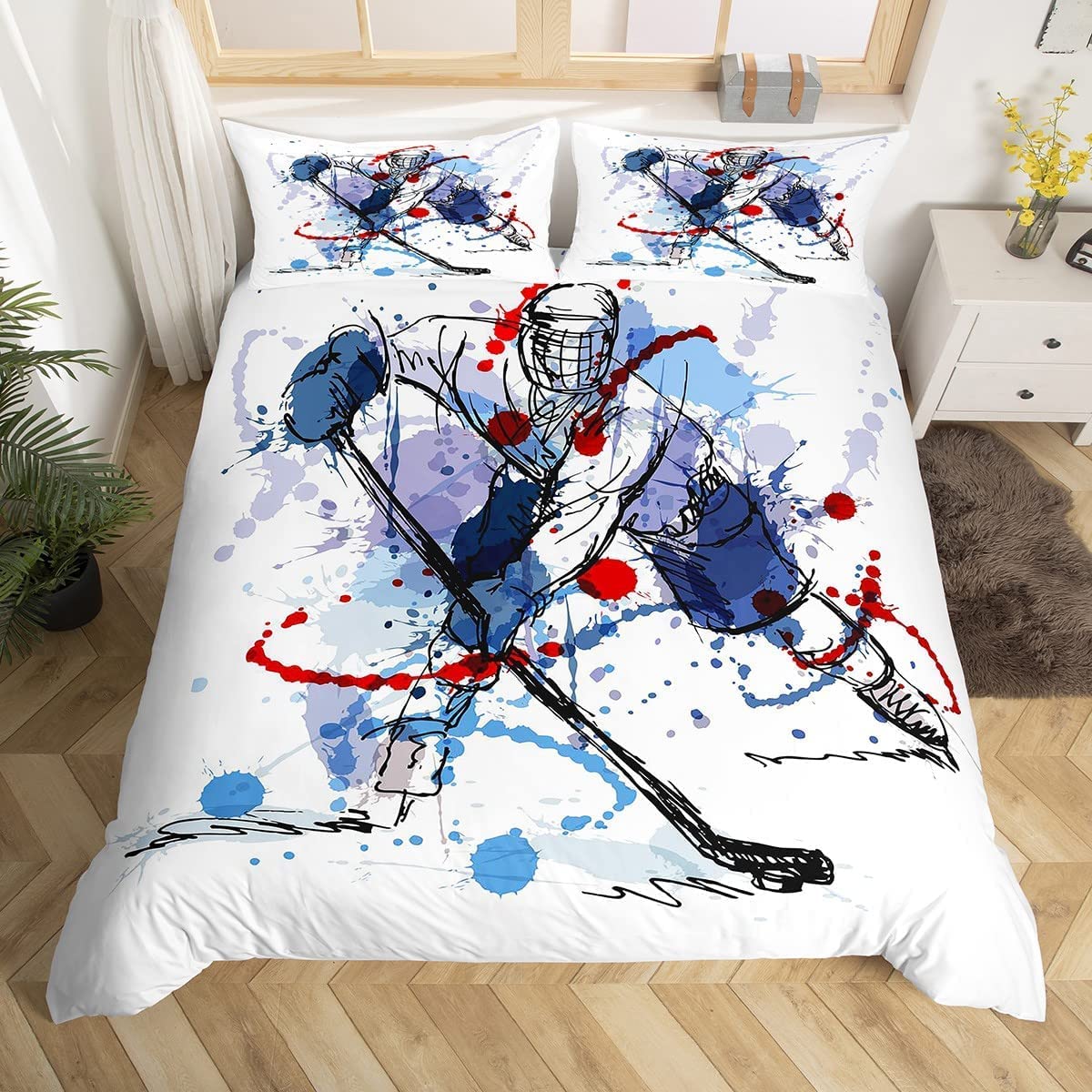 Parure de Lit Hockey 220x240 en Microfibre Douce pour Chambre Adulte Passionné