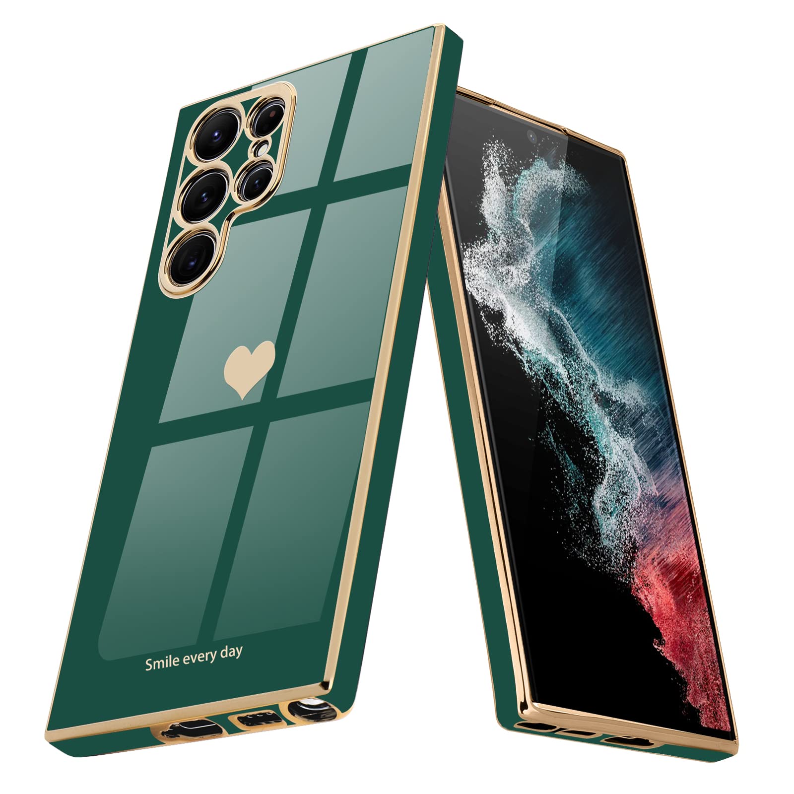 Teageo Kompatibel mit Samsung, Süße Herzmuster Mädchen Handyhülle Luxuriös Galvanisierte Glitzer Weich TPU Kameraschutz Kratzfest Stoßfest Schutzhülle für Samsung