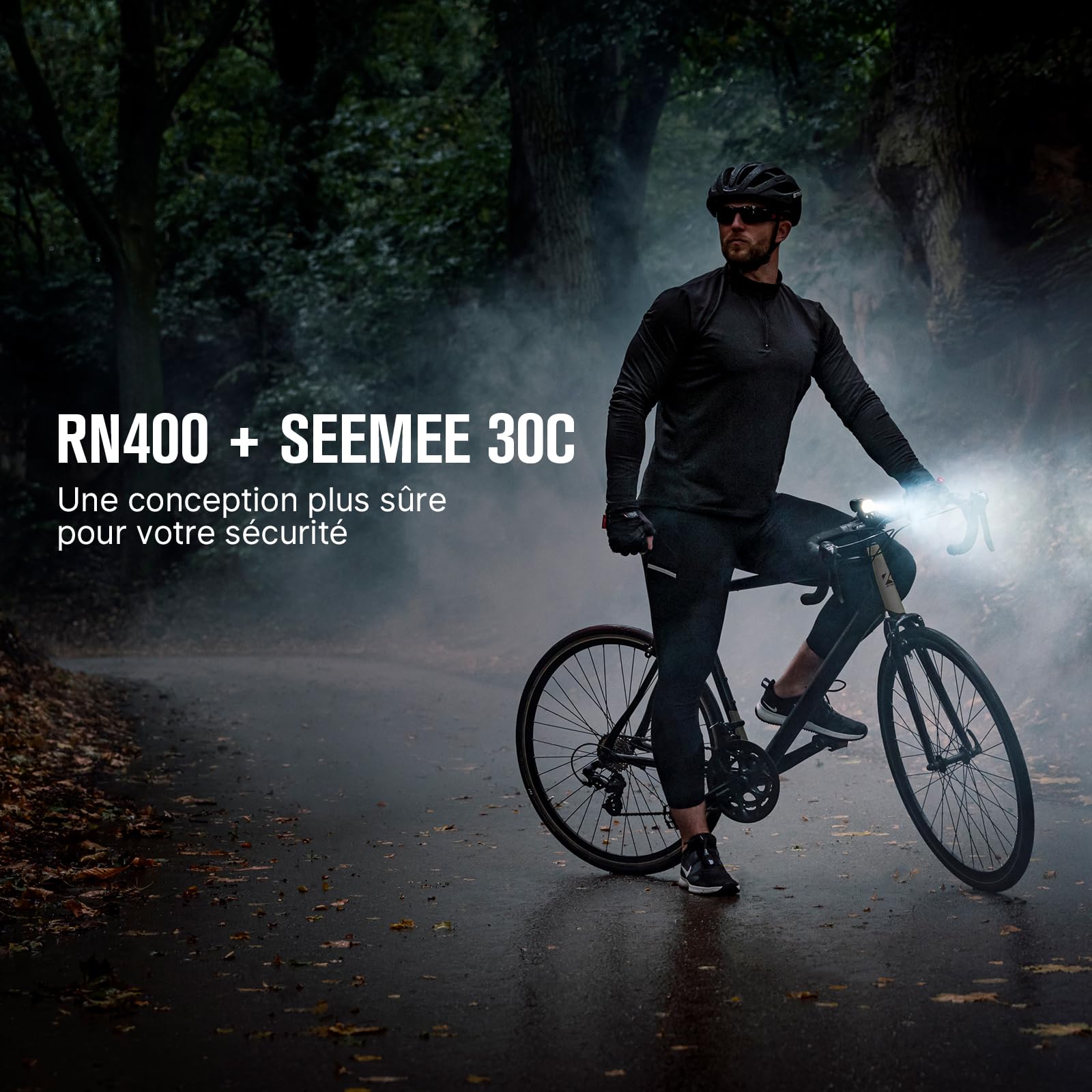 OLIGHT RN400+SEEMEE30C Sets D'éclairage Avant et Arrière Rechargeable LED 400 Lumens Éclairage de Vélo Étanche Durable 5 Modes Lumière de Bicyclette pour l'Extérieur Le Camping et Le Cyclisme