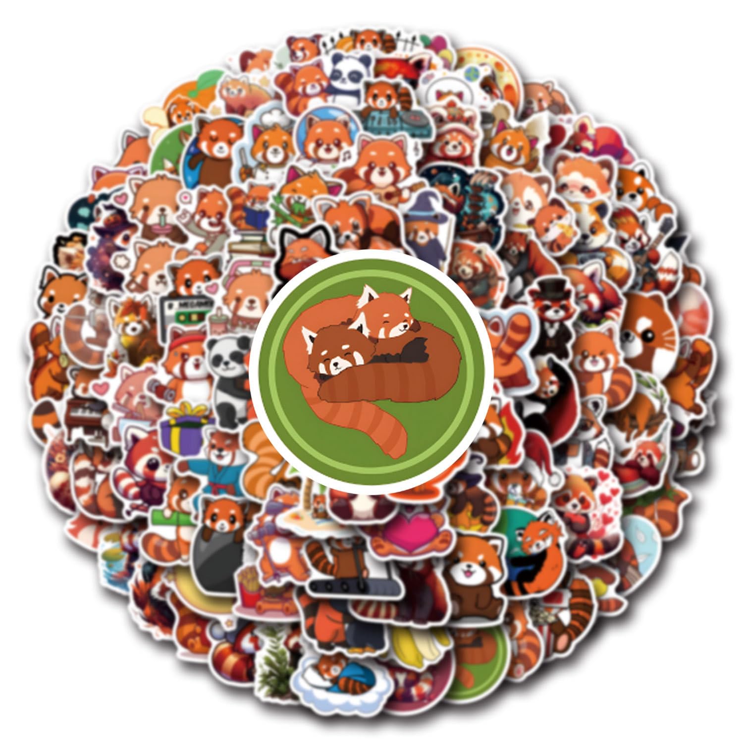 110 Pack Red Panda Cute Animal Stickers Waterproof Cartoon Little Panda Stickers for Water Bottle Laptop Car Bicycle Skateboard Scrapbooking Notebook,Panda Stickers for Kids Teens Adult - Image 2