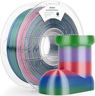 25 – AMOLEN Silk PLA 3D Printer Filament, Shiny Multicolor Christmas Rainbow PLA Filament 1.75mm, Gradient Color Change PLA 3D Printing Filament …