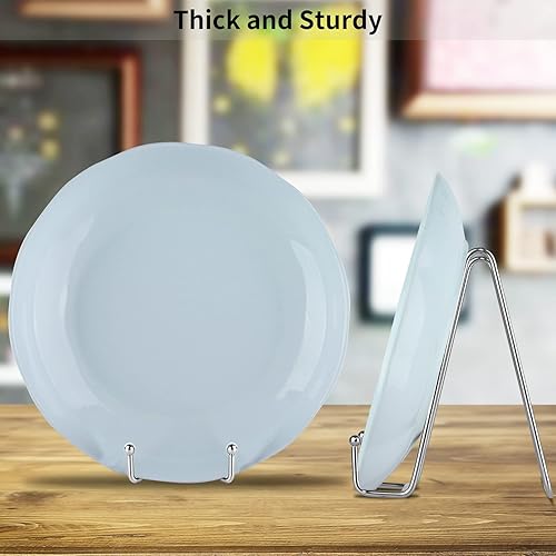 Miniatura 6 de IBosins Paquete de 5 soportes de exhibición de placas de 6 pulgadas, soporte de metal plateado para imagen, libro, caballete de fotos, creación,