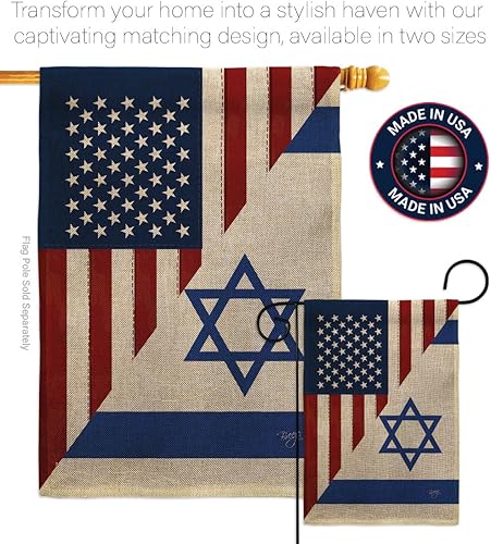 Miniatura 4 de Juego de soportes para colgar en la pared de la bandera israelí de Israel con bandera estadounidense, soporte para poste de arpillera de jardín,