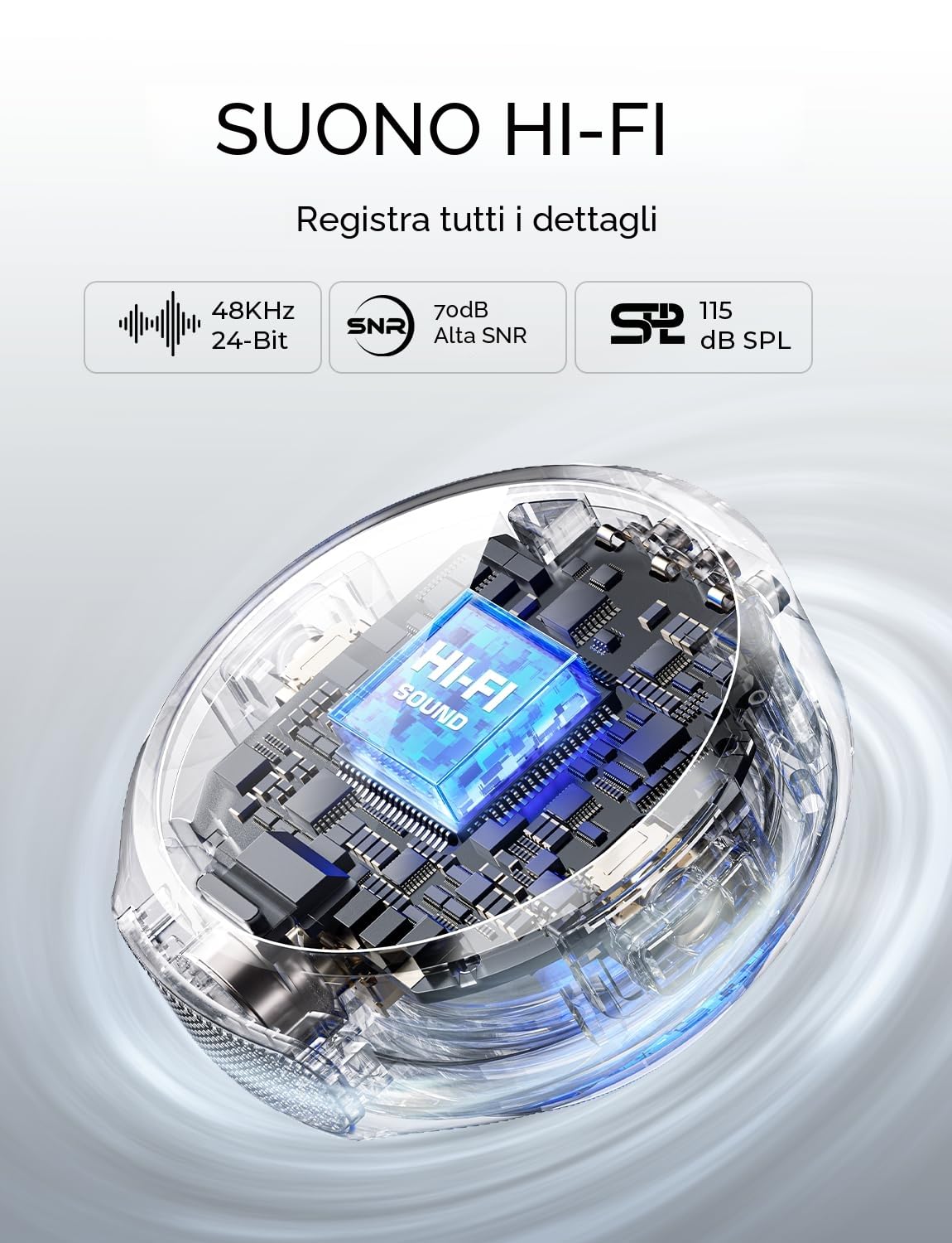 Hollyland Lark M2 Microfono Lavalier Wireless 2TX+1RX 48kHz/24 bit 300 m Hi-Fi Audio ENC Antirumore 30H Nero