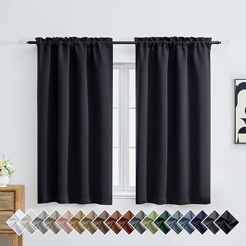 Miniatura 54 de OVZME Cortinas opacas turquesa para tratamiento de ventanas pequeñas, cortinas cortas con bloqueo de luz para ventana de cocina sobre el fregadero,