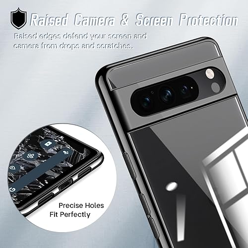 Miniatura 4 de Funda transparente para Google Pixel 8 Pro, antiamarillamiento, protección contra caídas, de grado militar, delgada, suave, flexible, de TPU, a