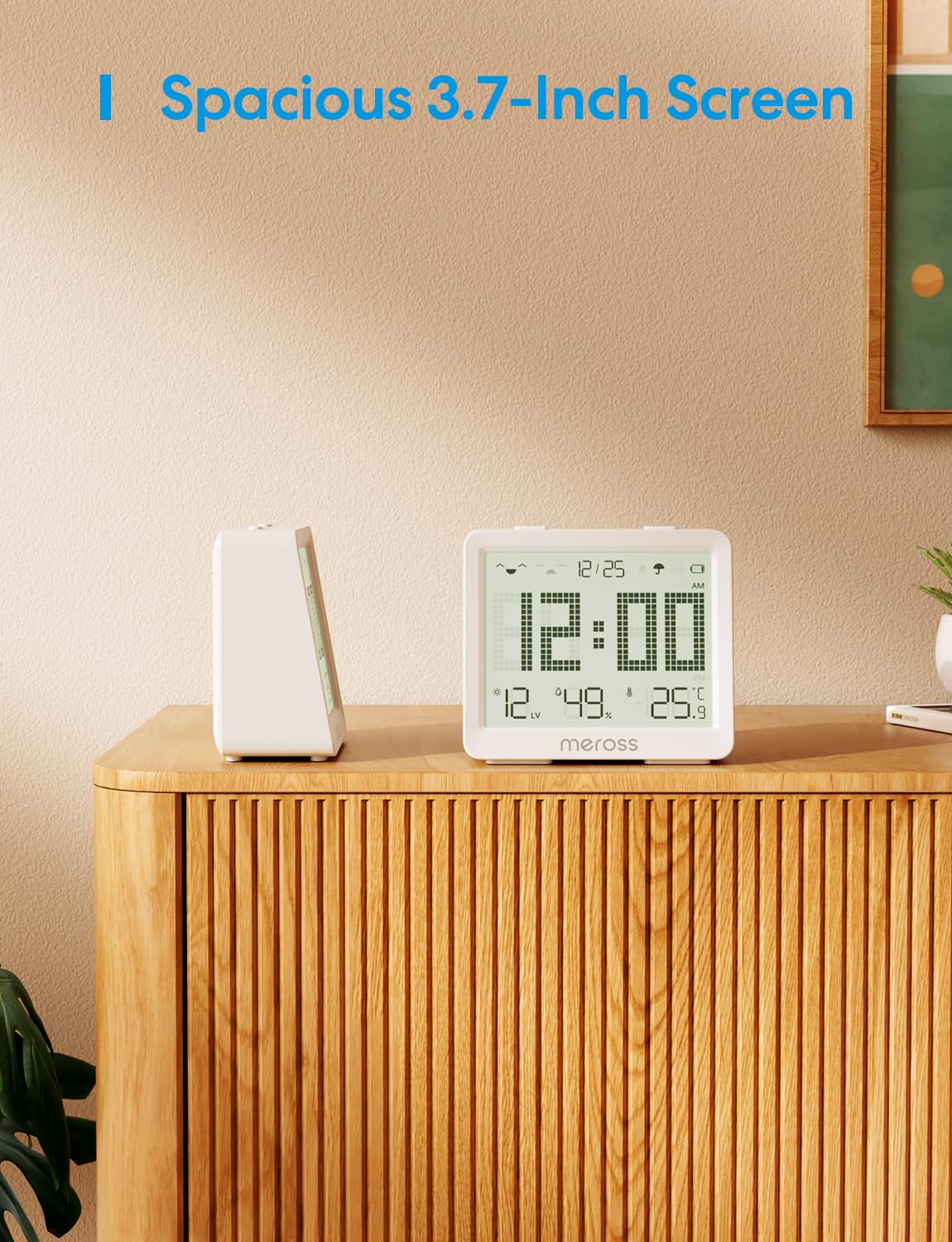 Meross WiFi Inteligentny termometr higrometr z dużym wyświetlaczem, czujnikiem temperatury wilgotności obsługuje alerty i powiadomienia, kompatybilny z Matter, Apple HomeKit, Alexa i Google Home