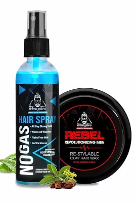 Urbangabru Combo Hair Styling Kit - Rebel Hair Styling Clay Wax (85 Gram) for 100 Times Re-Styleable and Unlimitied Stro