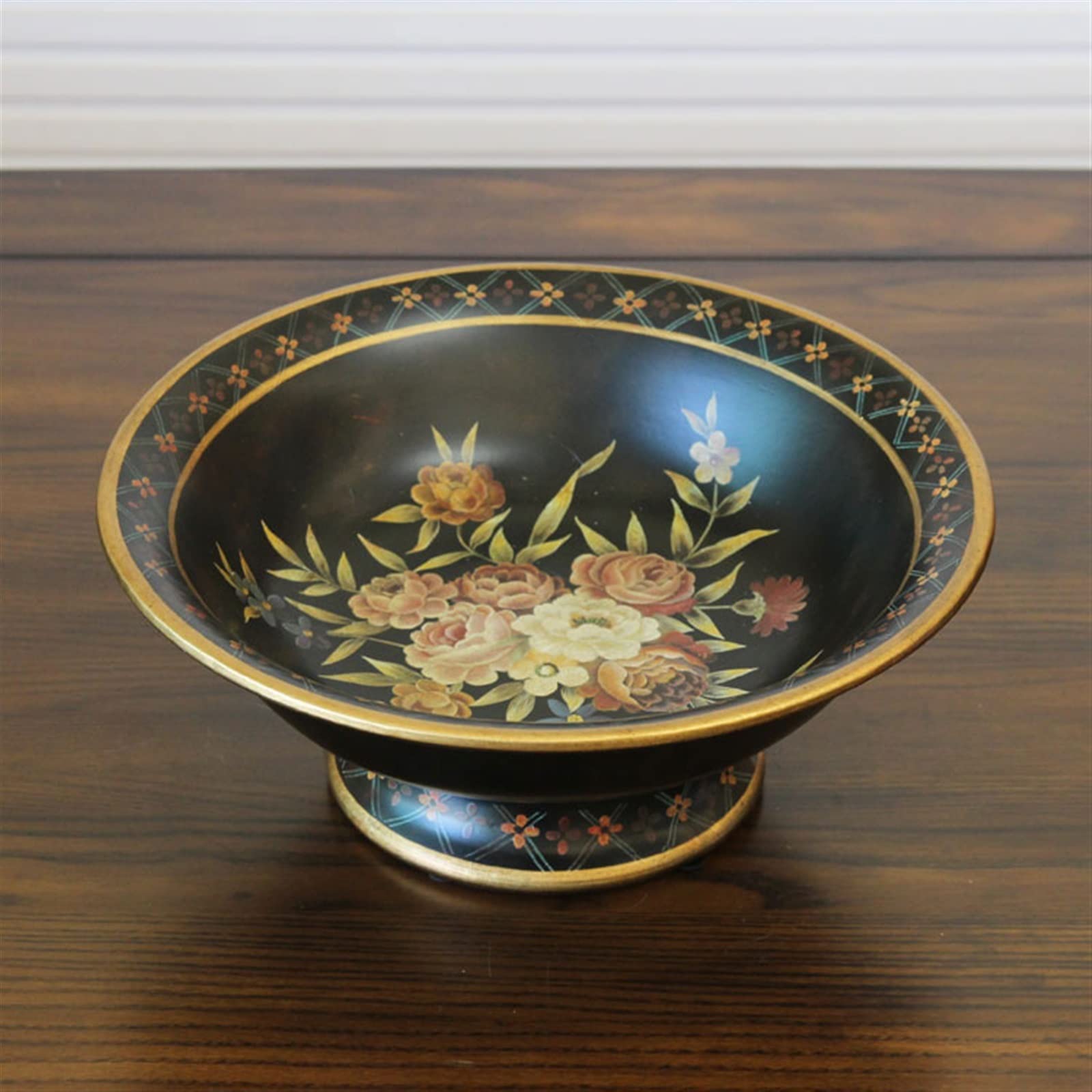 CLoxks Corbeilles à Fruits Assiette de Fruits Nouveau Chinois rétro Peint à la Main en céramique Bol de Fruits Maison Salon décoration Porcelaine Noire Plat de Fruits Bol de Bonbons Coupe de Fruit