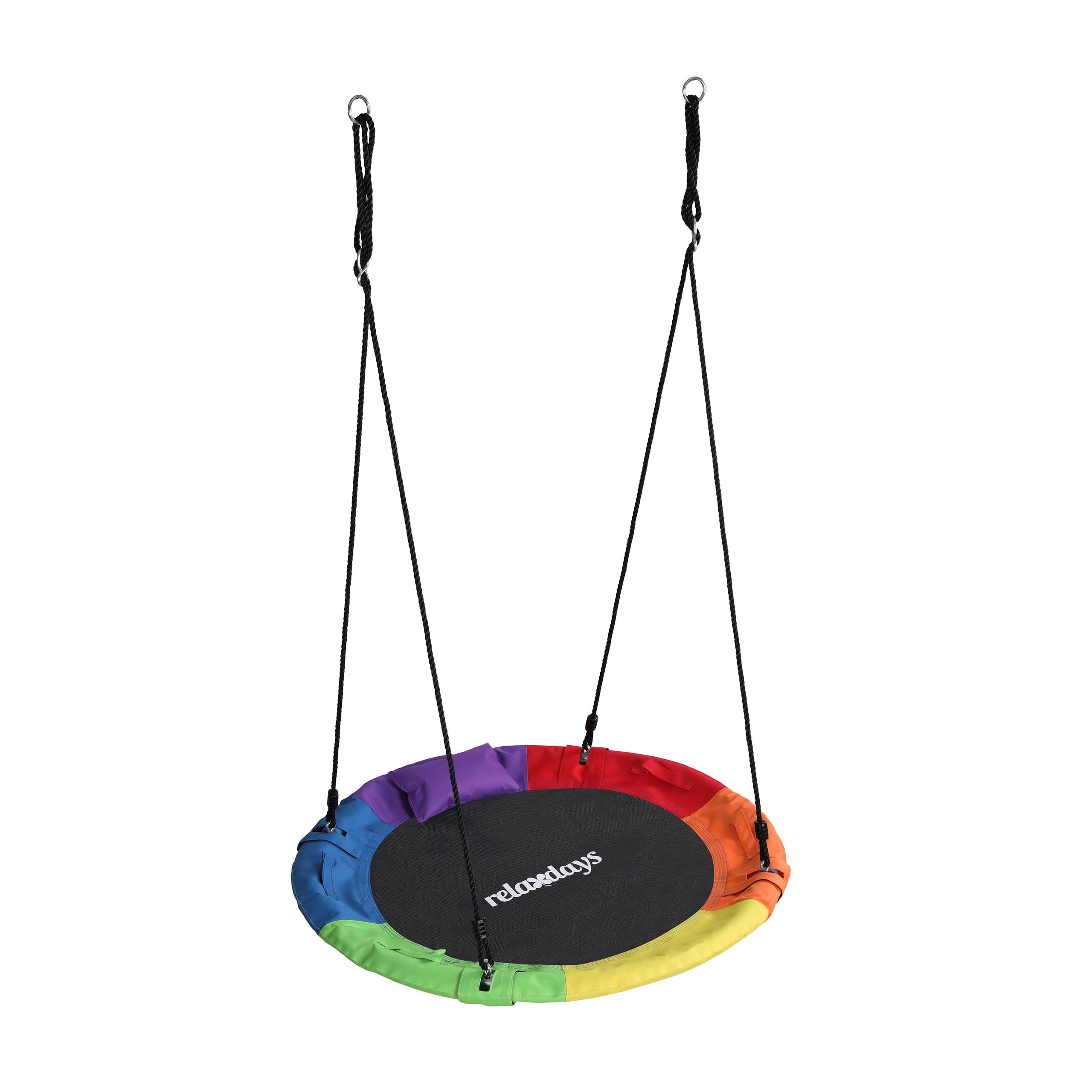 Relaxdays Balançoire nid Ronde pour Enfants, réglable, extérieur, Ø 100 cm, jusqu'à 100 kg, Multicolore