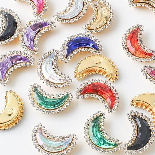 30 unidades de 0.354 x 0.591 in con diamantes de imitación de cristal de metal con parte trasera plana, gemas de diamantes de imitación para coser,