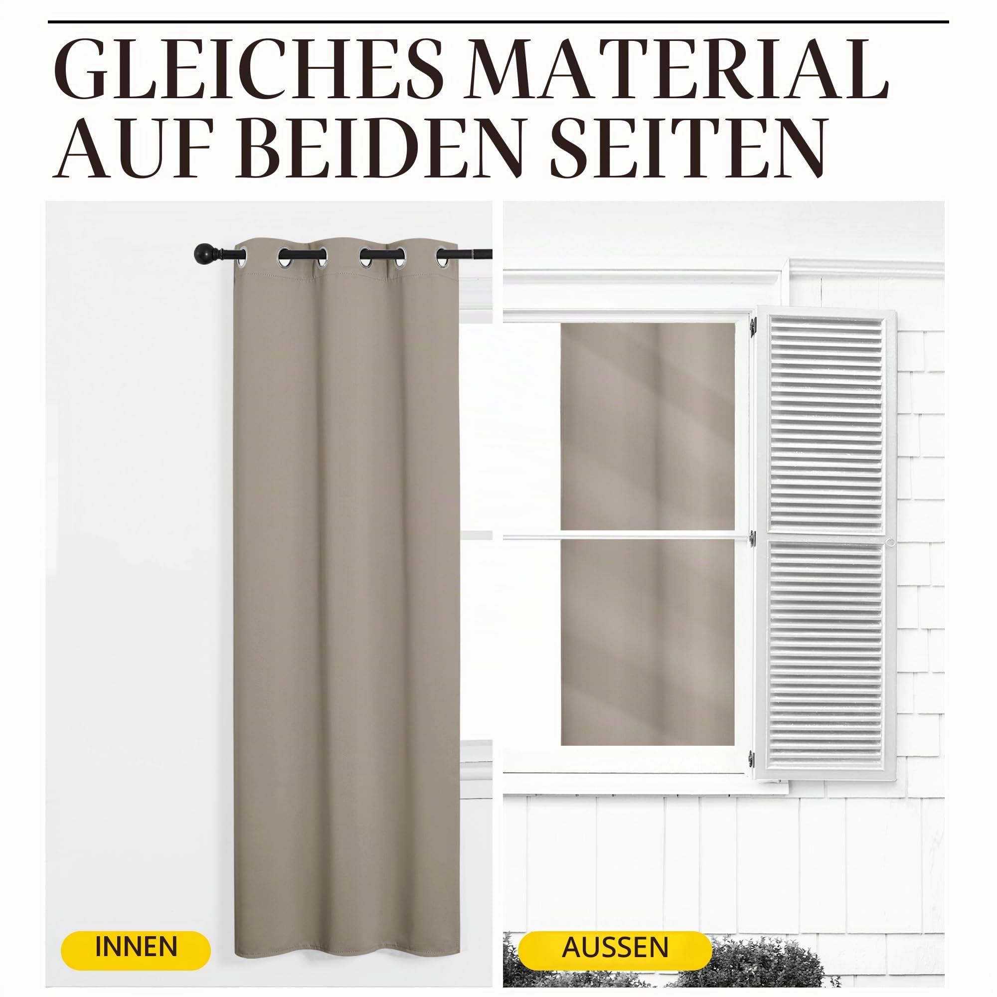 NICETOWN Thermovorhang 300 cm Breit Verdunklungsvorhänge kräuselband | 1er Set, H240 x B300 cm, Sandfarben, Raumteiler Vorhang, Gardinen Schienensystem, Geeignet für Wohnzimmer und Schlafzimmer