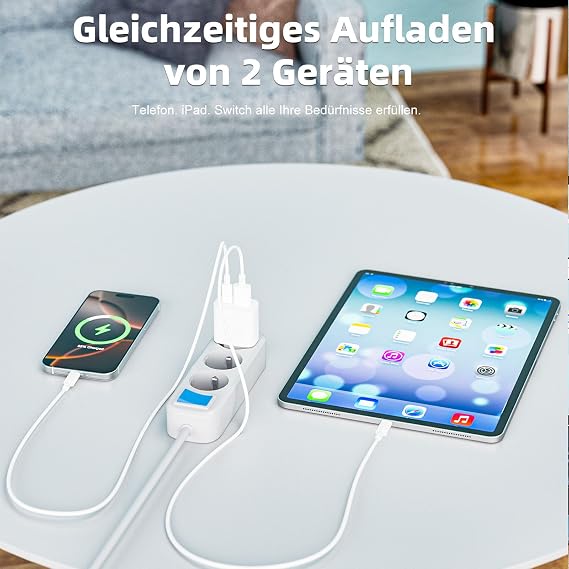 Pack of 3 USB C Charger 25 W 2-Port USB-A & USB-C Adapter Fast Charger Power Supply for iPhone 17/16/16e/16 Pro/15/16 Pro Max/16 Plus/15 Plus/14 13 12 11 SE XS XR iPad Plug Multiple Charger