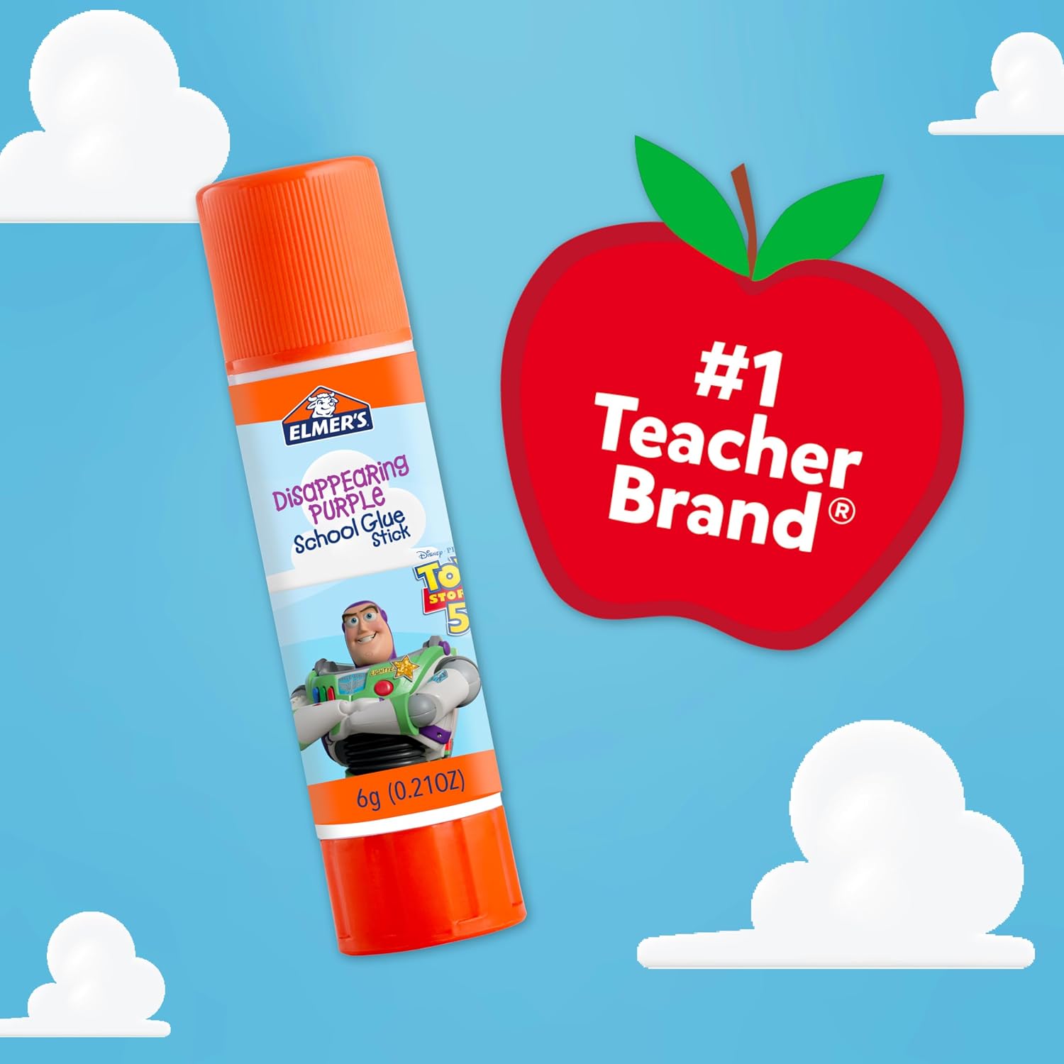 Elmer's Glue Sticks Featuring Toy Story Characters, Disappearing Purple Glue Sticks, 6 Grams, 12 Count
