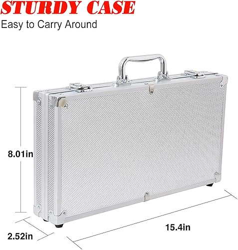 Miniatura 4 de Tocebe Juego de fichas de póquer, juego de 300 piezas de póquer de lujo con estuche de viaje de aluminio, juego de fichas de casino para juego de