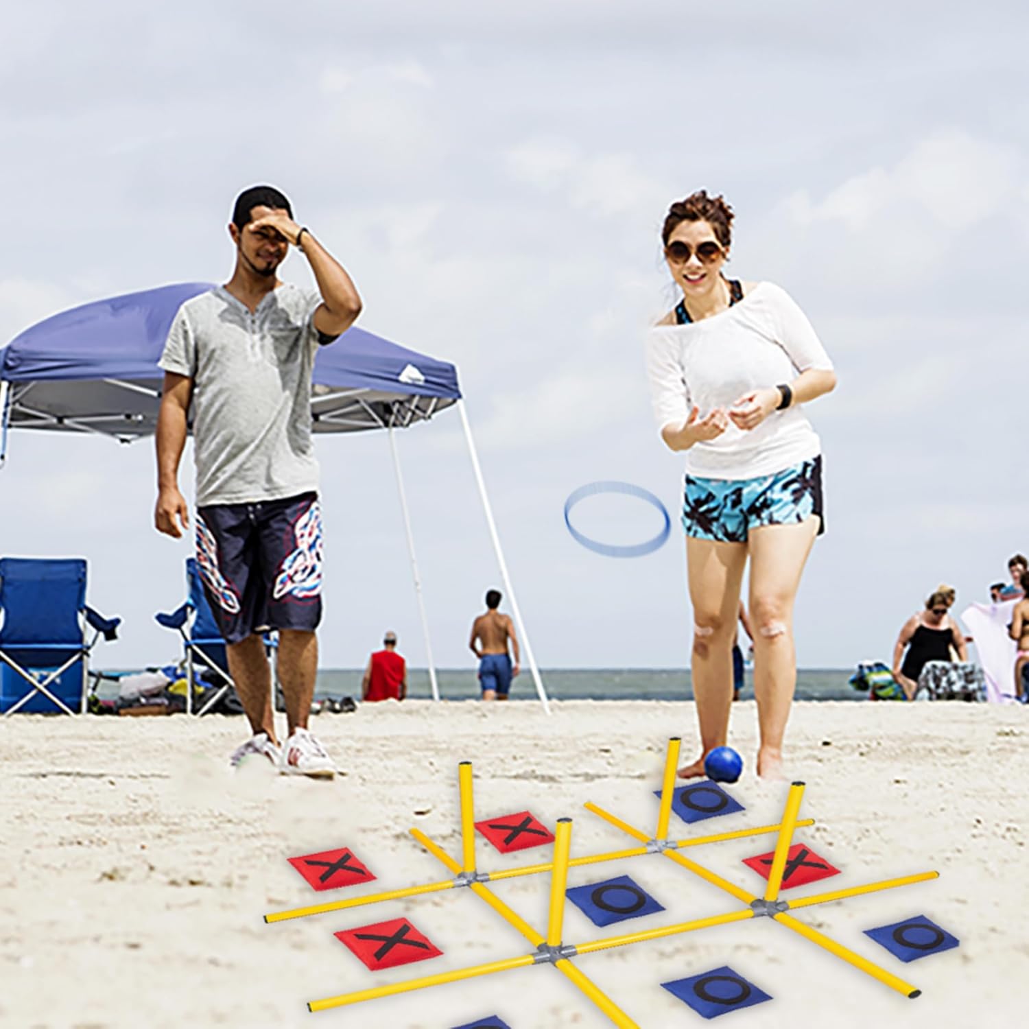 Giant Tic Tac Toe Game,4ft x 4ft Bean Bag & Ring Toss Across Game|Backyard Outdoor Indoor Games Lawn Games for Adults Kids and Family Party Game Christmas Birthday Gifts with Storage Bag - Image 6