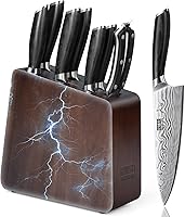 Vista 1 de HOSHANHO 8 Pieces Knife Set with Magnetic Block, Ultra Sharp Powder Steel Knife Block Set, Professional Chef Knife Sets with Ergonomic Handle &