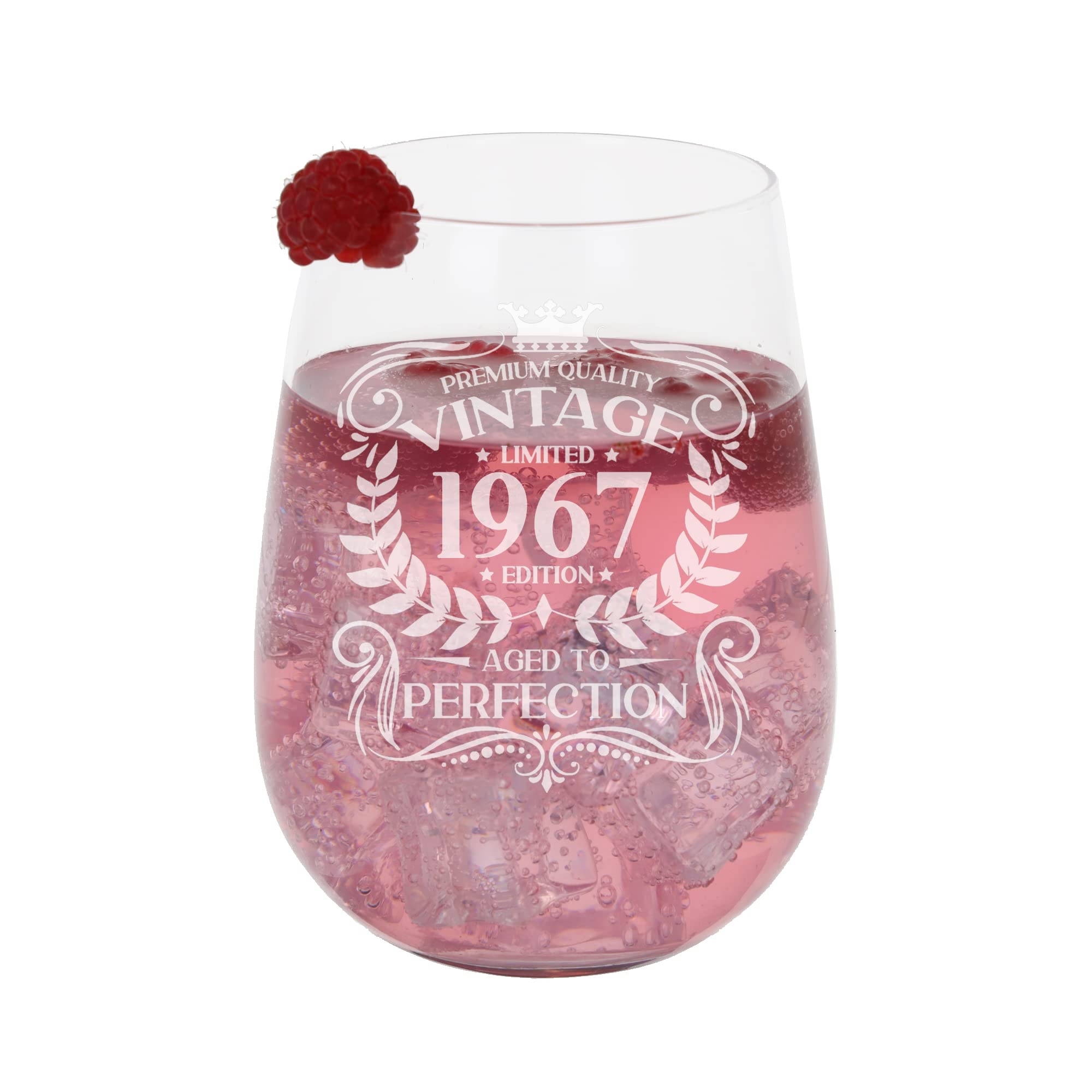 59th Birthday Gift Vintage 1967 Aged to Perfection Engraved Large Gin Glass Present for 59 Year Old Etched 590ml Stemless Gin Glass โ image 1