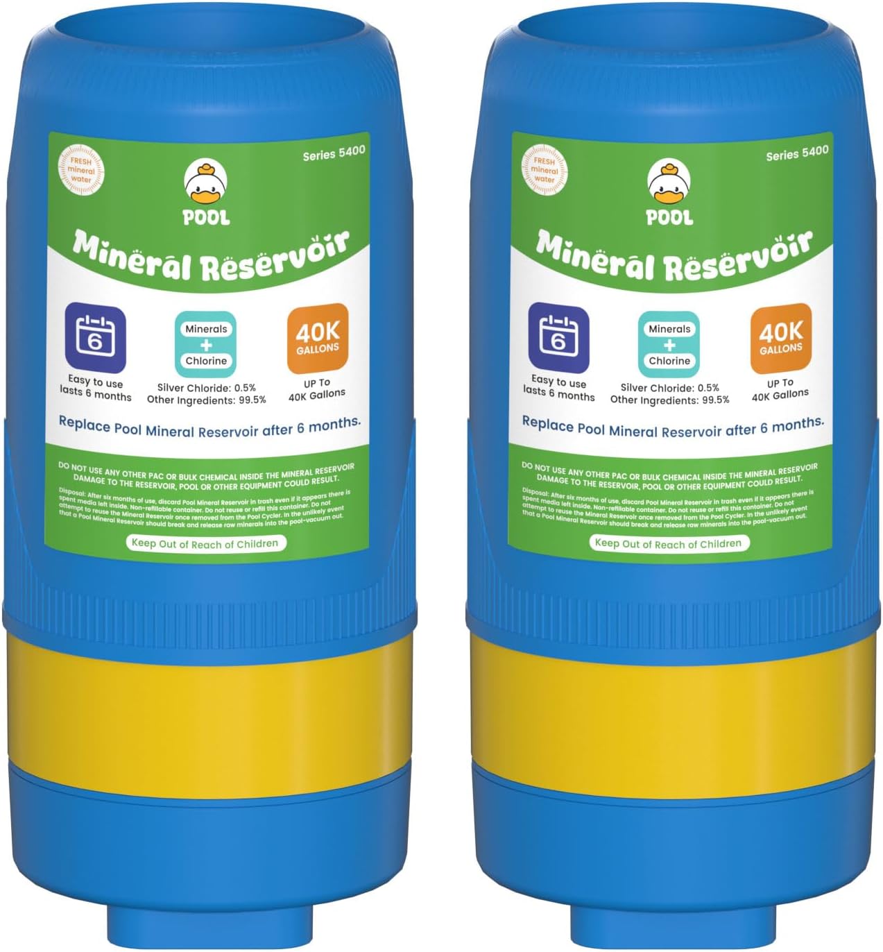 5400 Replacement Mineral Reservoir Cartridge Compatible with Frog Model 5400 and XL PRO Cyclers, Up to 40K Gallons 2 Pack