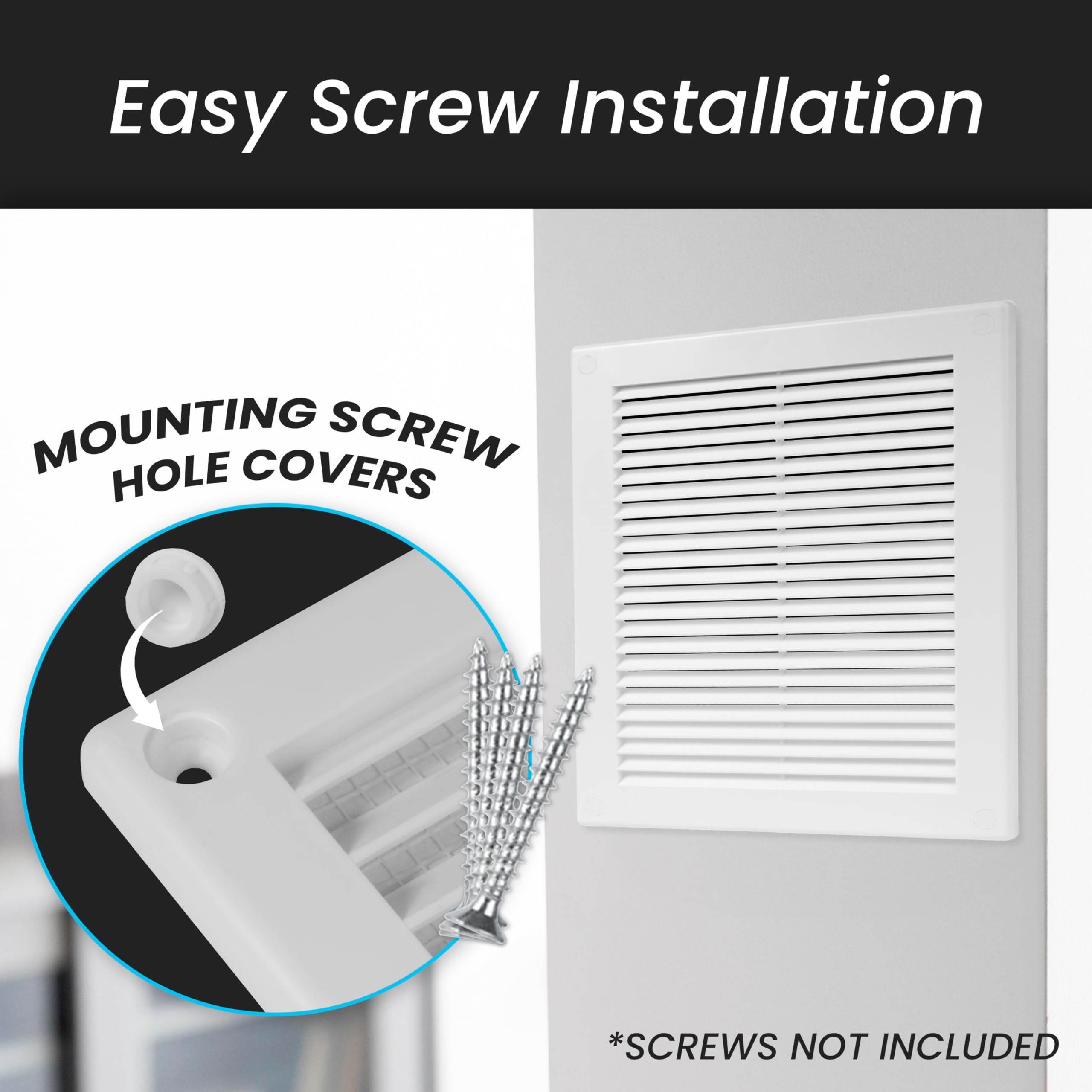 White Air Vent Grille - 250mm X 250mm / 10'' X 10 Inch - ABS - View #4