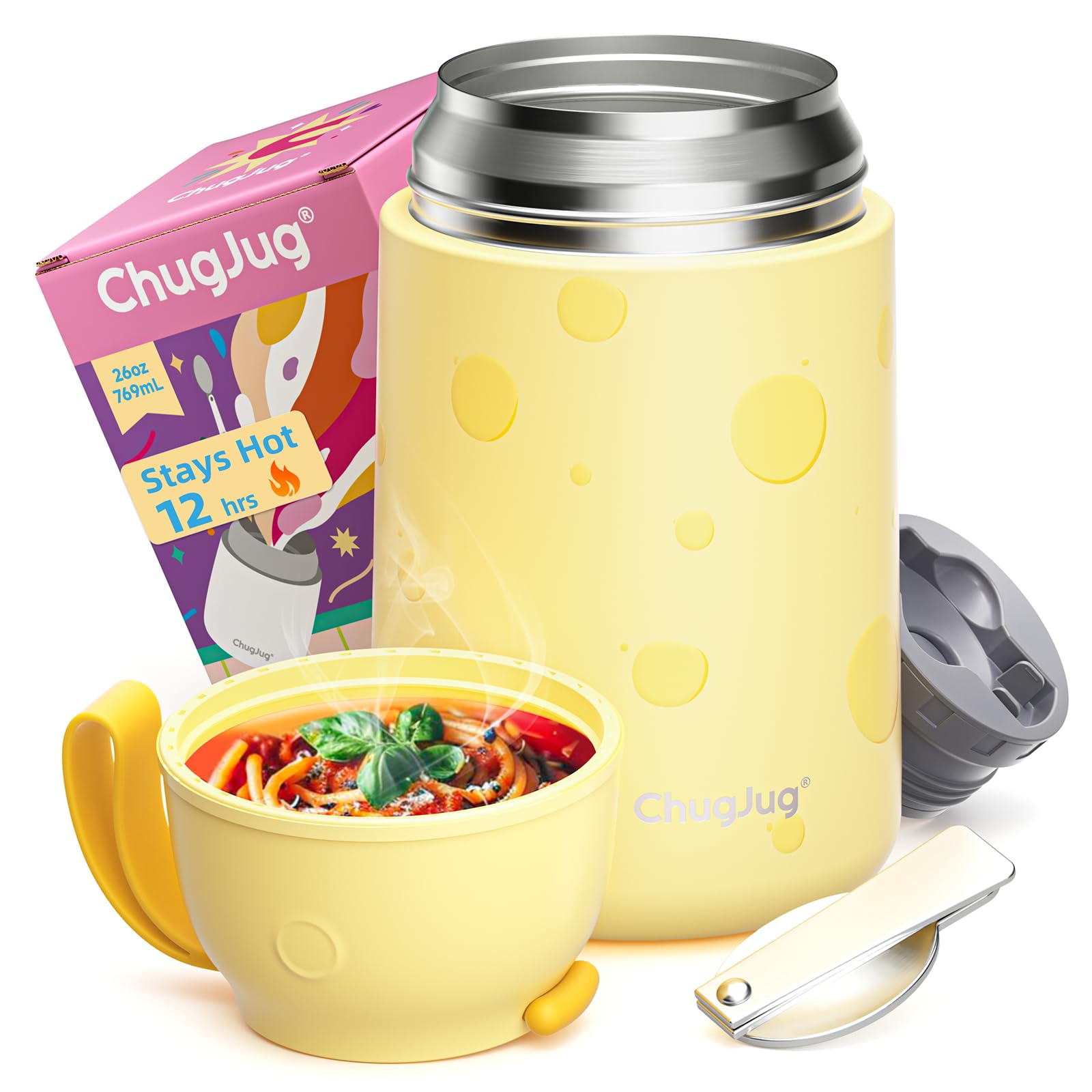 Thermo for Hot Food | 26 oz Food Thermo with Spoon, Leakproof Soup Thermo