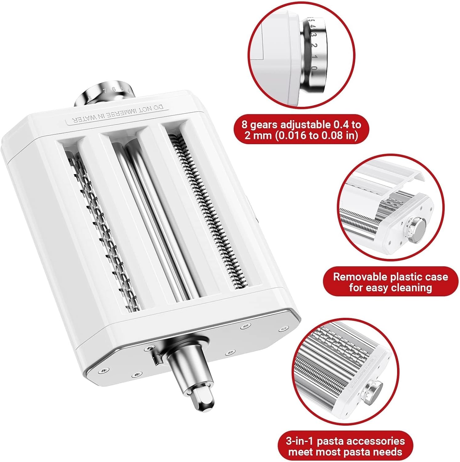 3 In 1 Pasta Maker Attachment，Compatible For KitchenAid，Pasta Roller Spaghetti Fettuccine Cutter Kitchen Pasta Making Tool