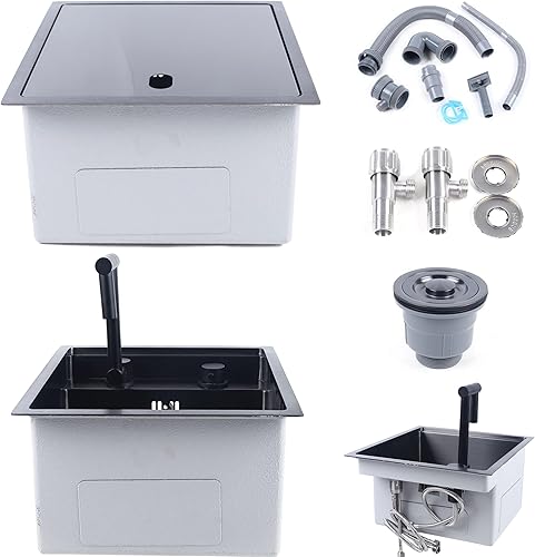 Miniatura 10 de Fregadero de cocina RV de acero inoxidable, lavabo de mano con grifo y tapa de vidrio templado, lavabo para caravana