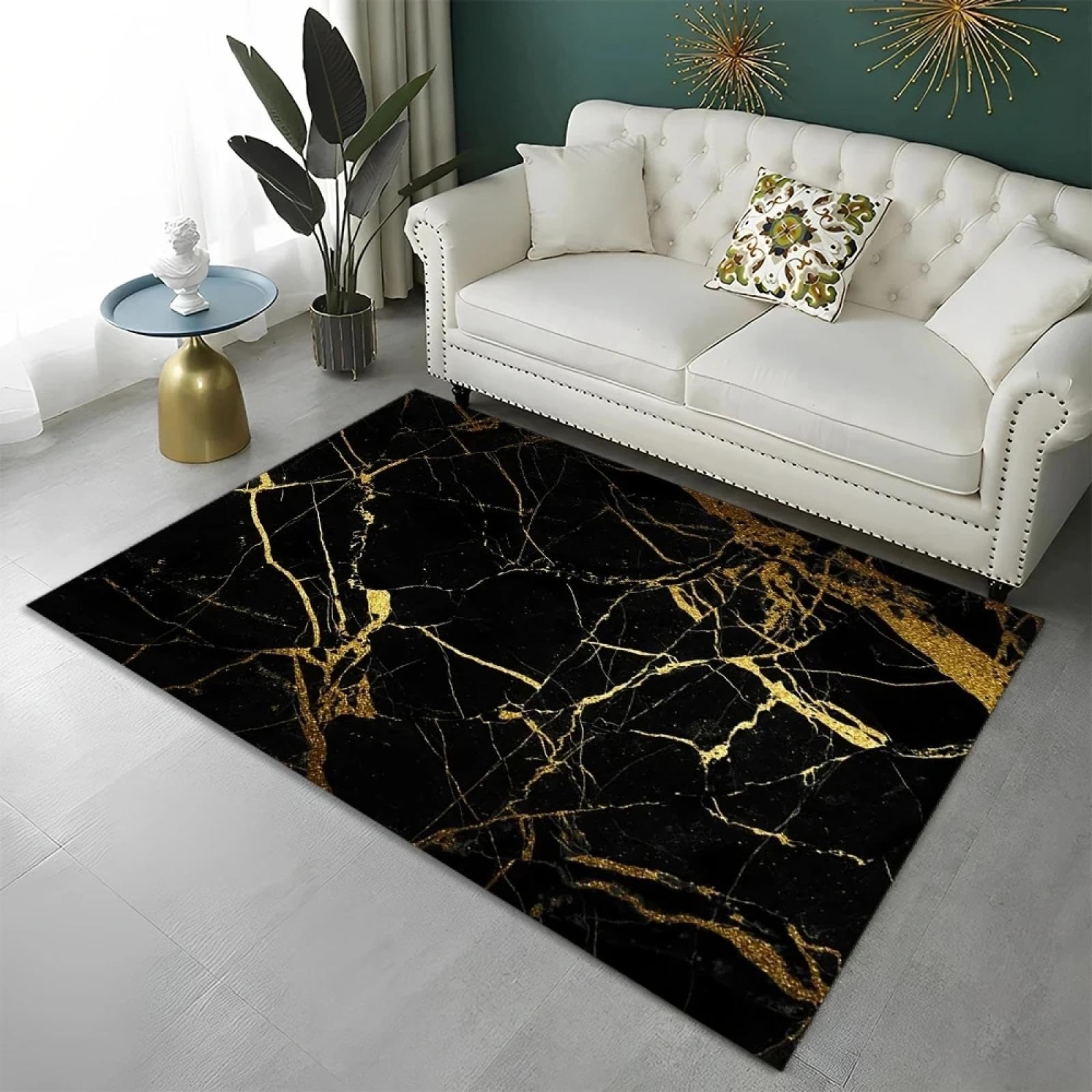 Alfombra de mármol geométrico de 150x240cm lavable para decoración