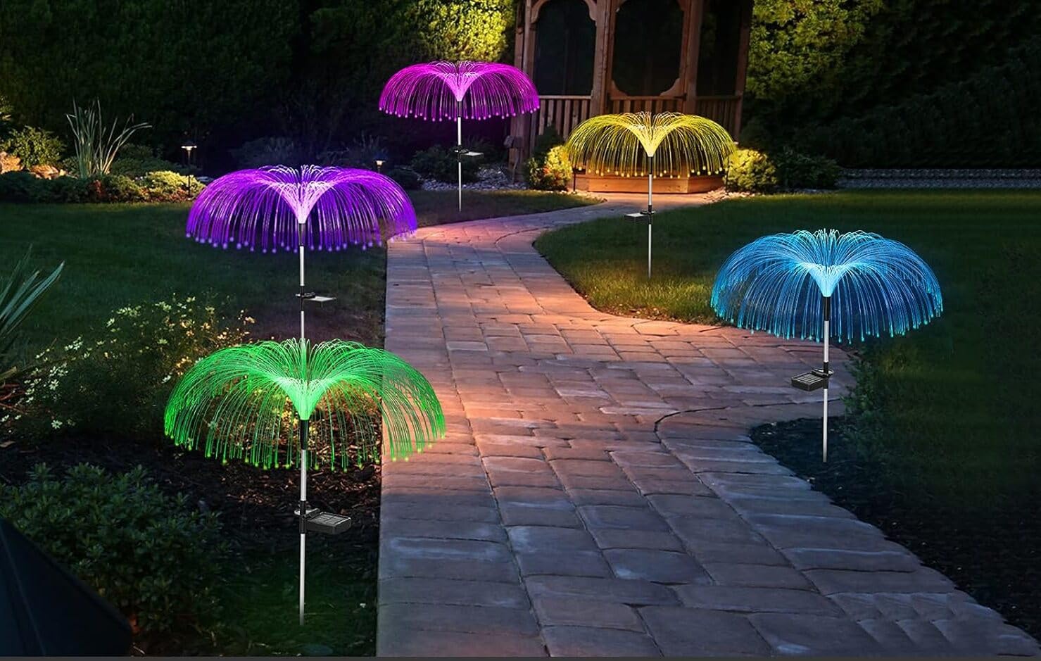 JELLYFISH Solar Light,7 Colour LED Charging Waterproof String &,Fountaine Solar Light Fairy StakesLight, 2 Lighting Modes For Outdoor Yard Pathway Patio Garden Lawn Decorations (Set of-2) (B0D47Q4VGP) Amazon Price History, Amazon Price Tracker