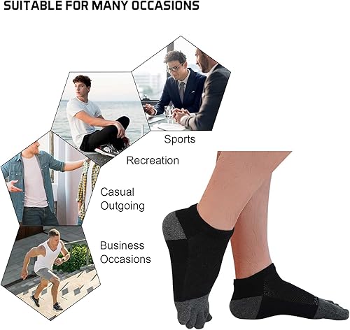 Miniatura 6 de Toe Socks for Men Five Finger Cotton Athletic Crew Socks No Show Breathable Running Ankle Socks 5 Pairs Size 8-12