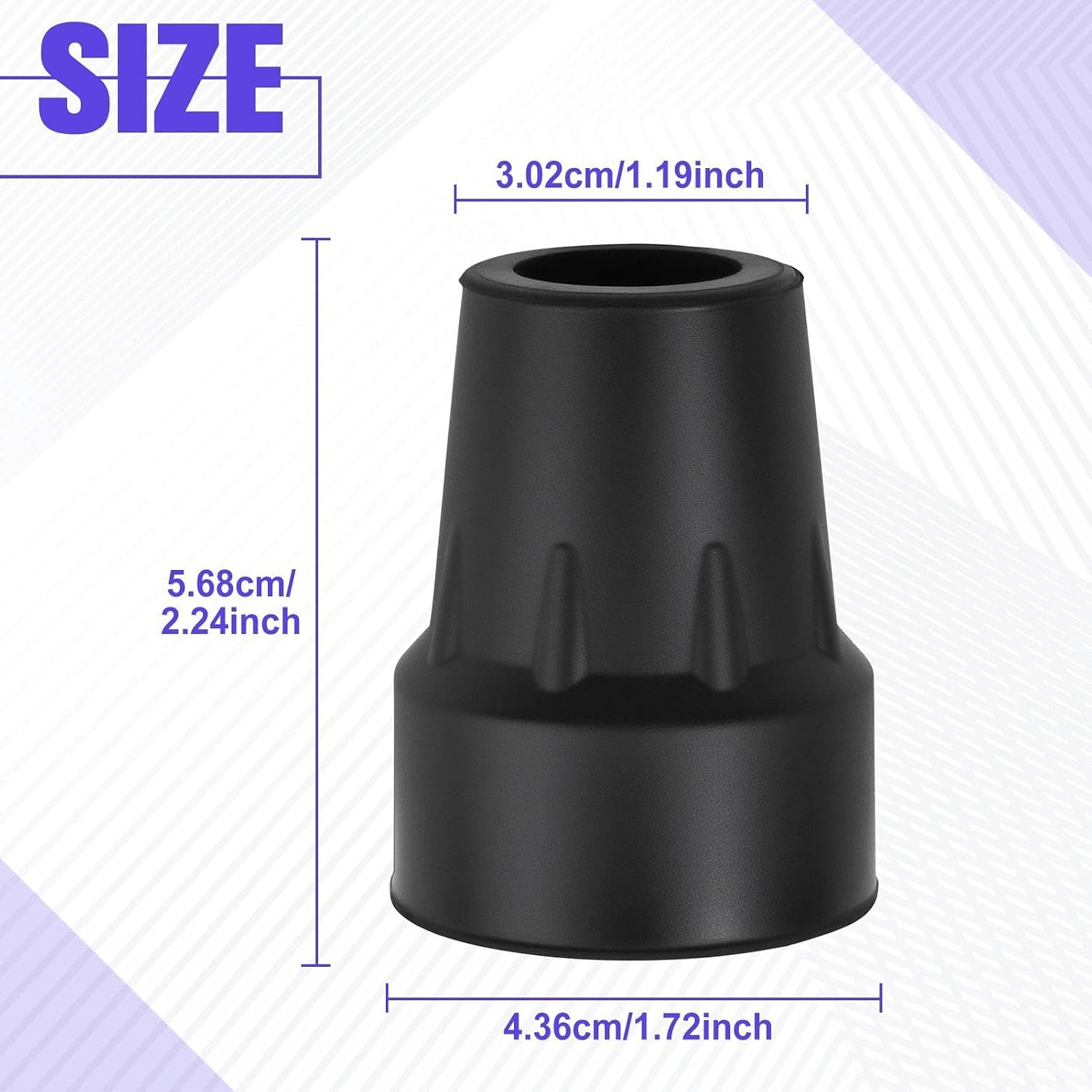 6 Pack 7/8 Inch Replacement Cane Tips, Heavy Duty Non-Slip Rubber Crutch Tips Safety Cane Crutch Accessories for Seniors, Walking Sticks, Walkers and Crutches, Black
