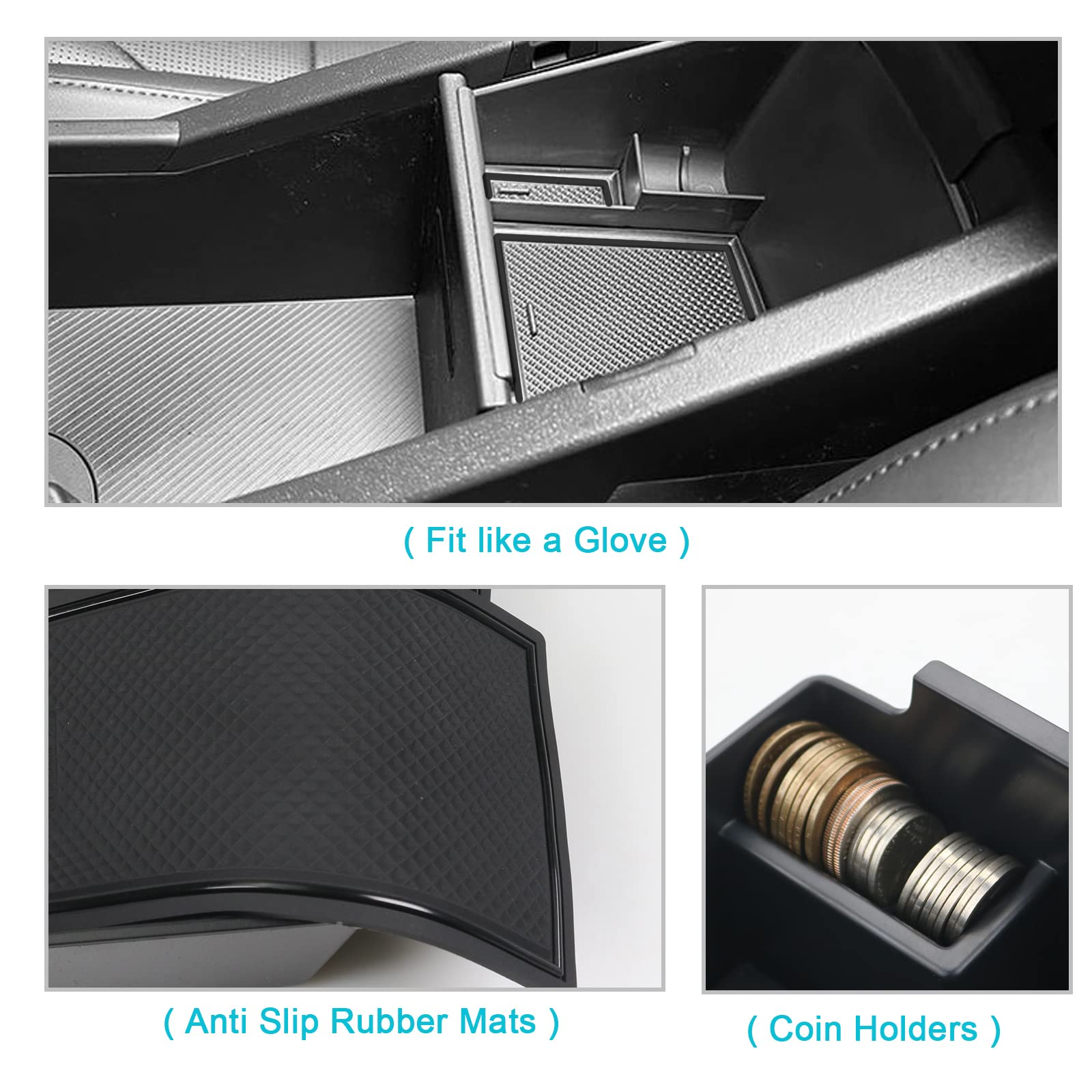 CDEFG Boîte De Rangement Console Centrale Compatible Kia Niro 2022-2024 SG2 - Organiseur Avec Porte-Monnaie