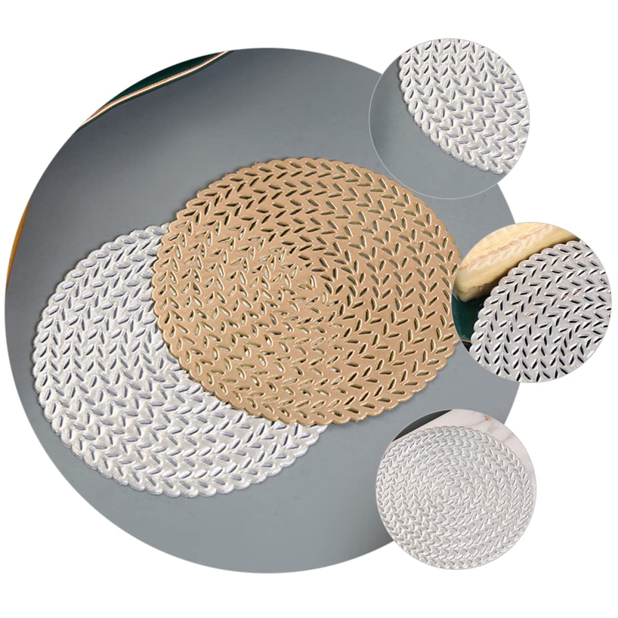 silikonowa podkładka pod gorące naczynia, Puste podkładki ze słomy pszennej wielokolorowe 9,8x9,8 cm 1/2/3/12 szt(Goldenx2pcs,9.8X9.8X0.1CMx3pcs)