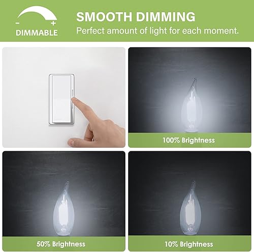 Miniatura 4 de Sigalux Bombillas LED de candelabro regulables, bombillas E12 de 40 W, luz diurna de 5000 K, 300 lm CA10 con punta de llama para candelabros,