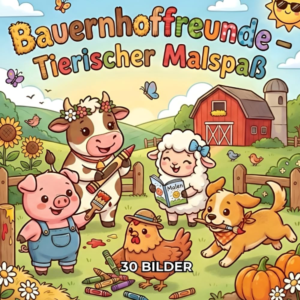 Bauernhoffreunde – Tierischer Malspaß: Malbuch mit 30 Bauernhoftieren zum Ausmalen für Kinder ab 3 Jahren