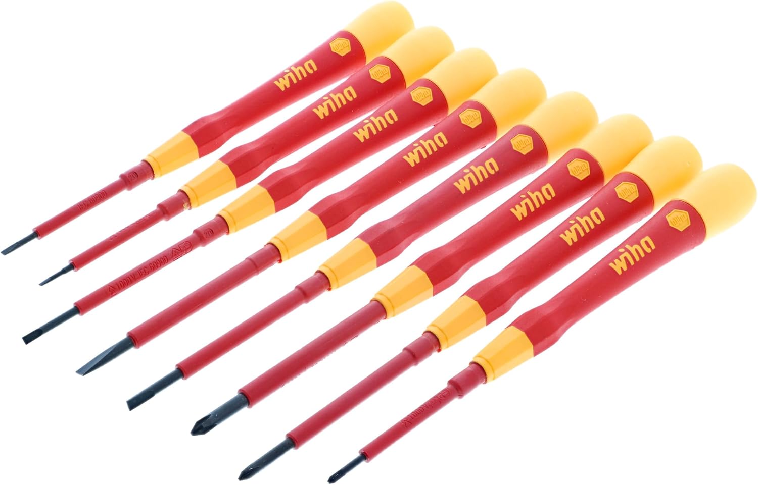 Wiha 32088 Insulated Precision Screwdriver Set, 8-Piece PicoFinish, Slotted & Phillips Tips, 1000V Rated, Ergonomic Handles for Electronics & Electrical Work