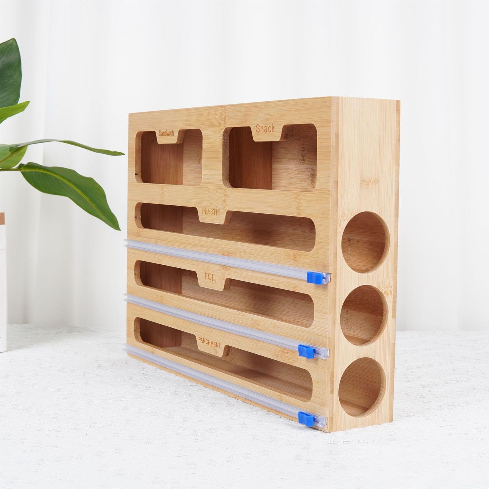 Hochwertiger Holzhalter mit glattem Schneidemechanismus für ordentliche Küchenorganisation, Küchenaufbewahrung, Aufbewahrungsbehälter