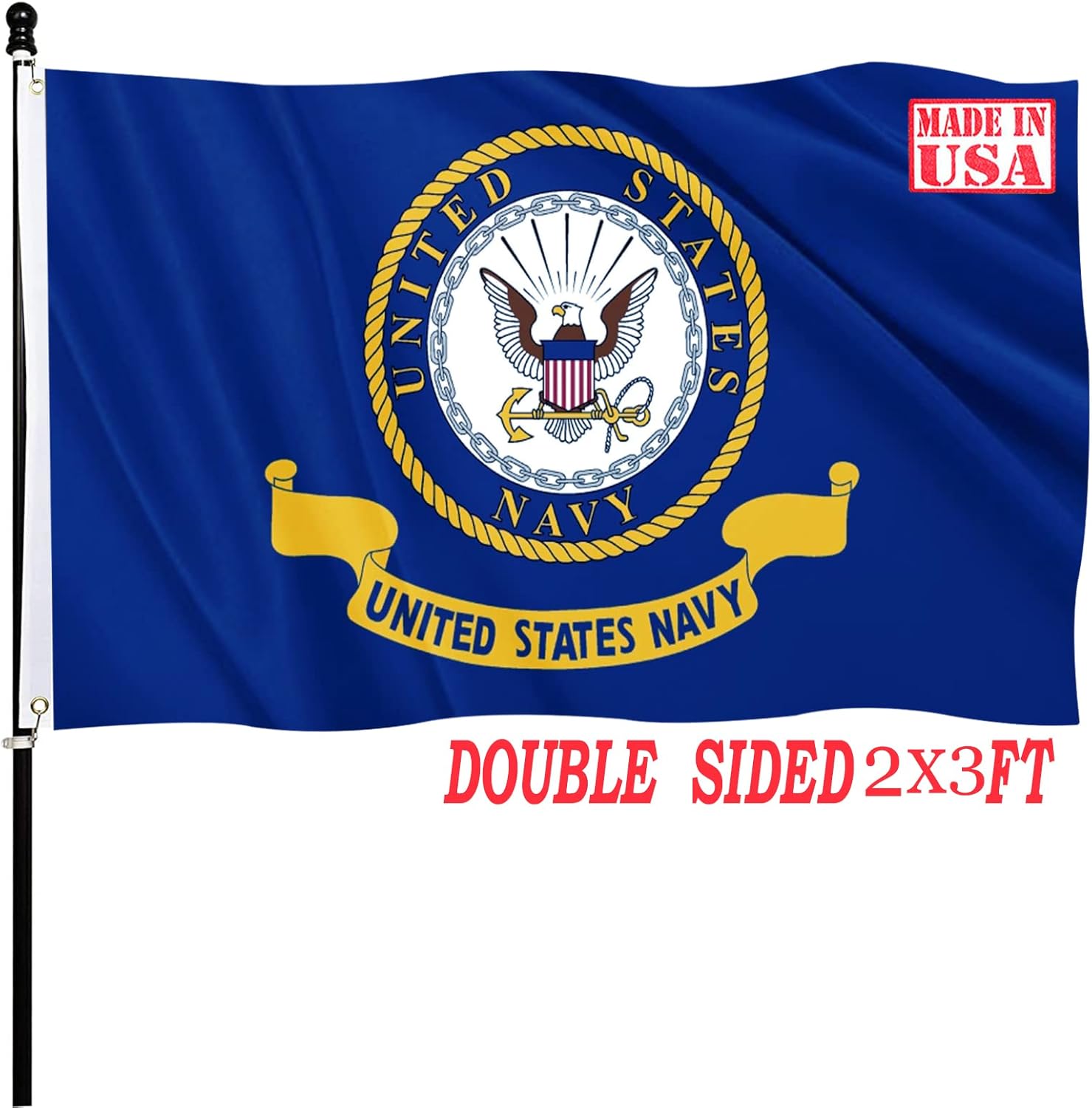 Double Sided Navy Emblem Flags 2x3 Ft Outdoor United